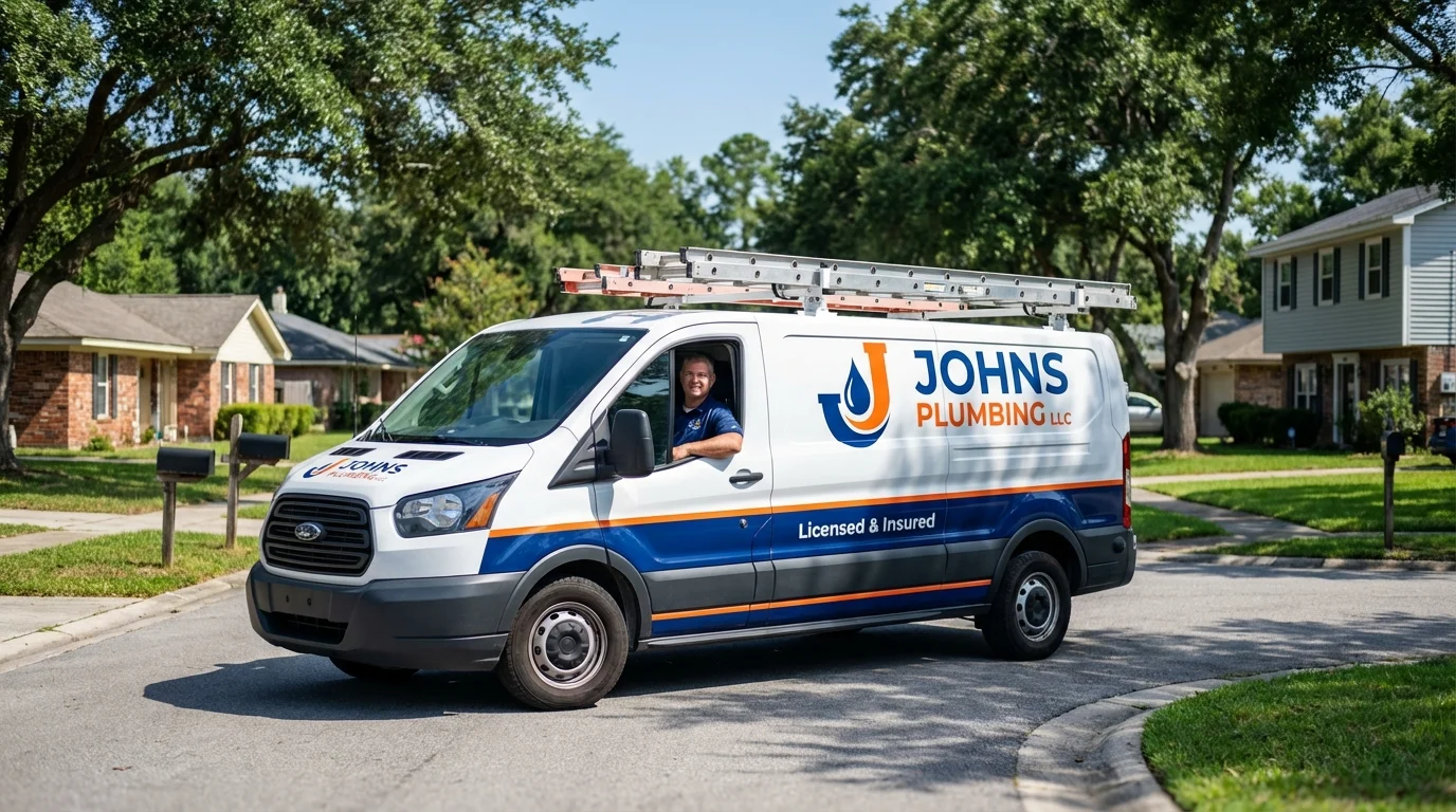 Johns Plumbing LLC service van in Diboll, TX
