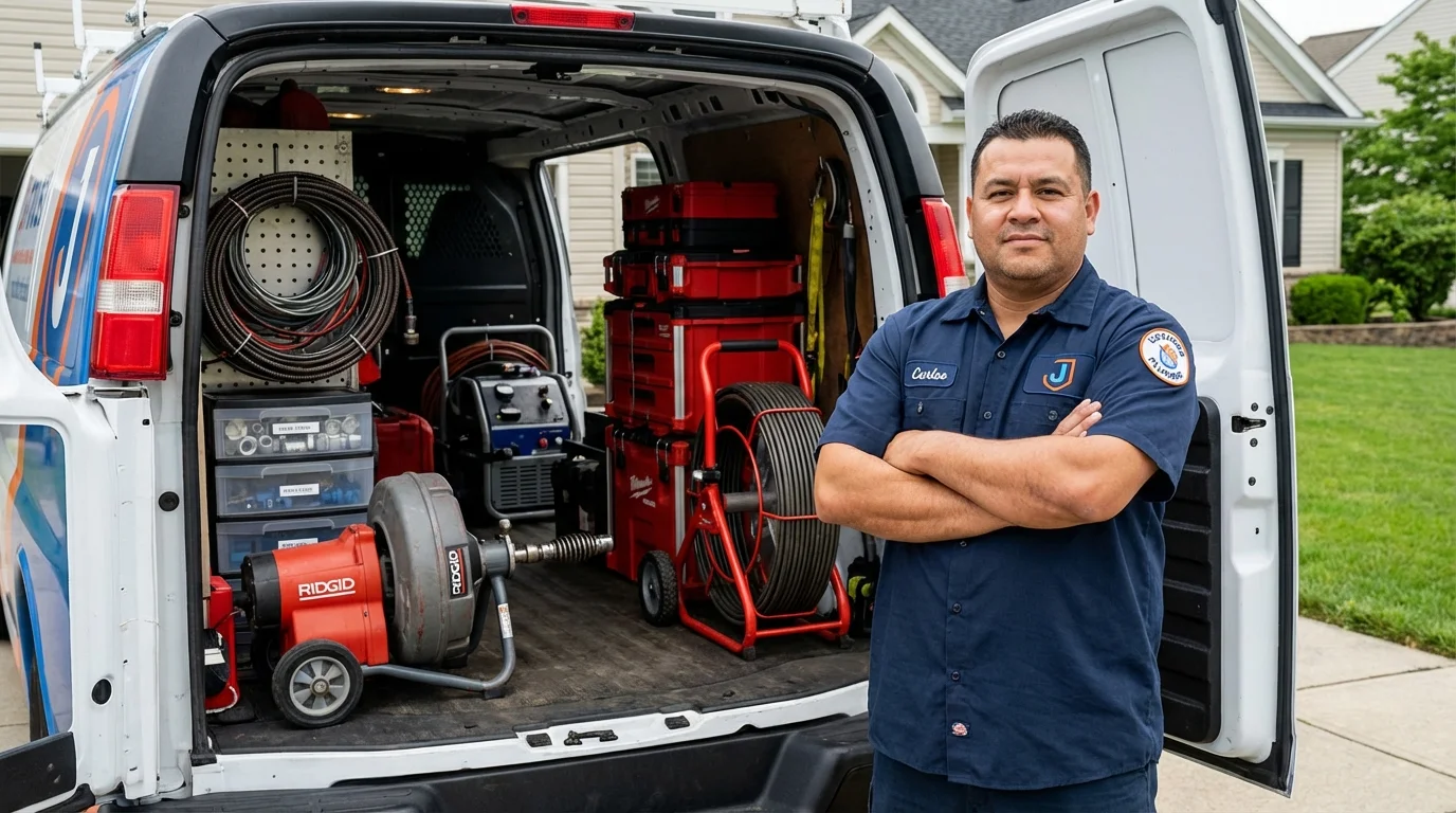 Professional drain cleaning equipment and Johns Plumbing LLC plumber in Diboll